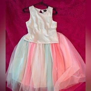 Girls formal two piece party dress (tulle dress skirt and dress top), size 16